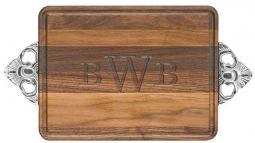 Rectangular Walnut Carved Cutting Board with Handle Options - Assorted Sizes