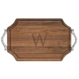 Scalloped Edge Walnut Cutting Board 12" x 18" with Handles