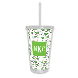 Tee Time Beverage Tumbler with Straw