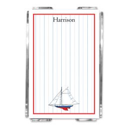 Sailboat Stripe Note Sheets in Acrylic Holder