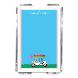 Pink Golf Cart Note Sheets in Acrylic Holder