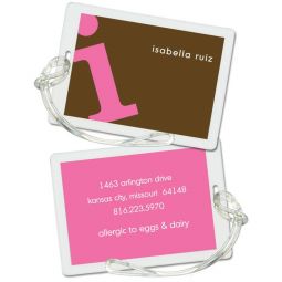 Pink on Chocolate Initial Luggage/ID Tags Set 4