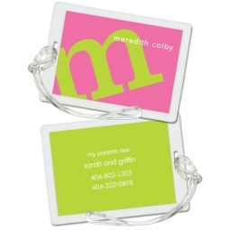 Lime on Pink Initial Luggage/ID Tags Set 4