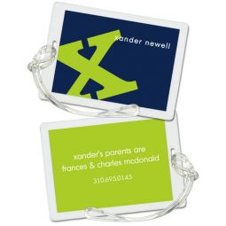 Lime on Navy Initial Luggage/ID Tags Set 4