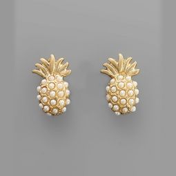 Pineapple and Pearl Stud Earrings