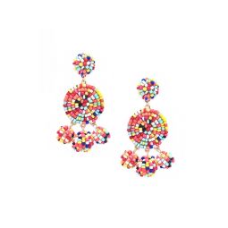 Multi-Color Medallion Seed Bead Earrings