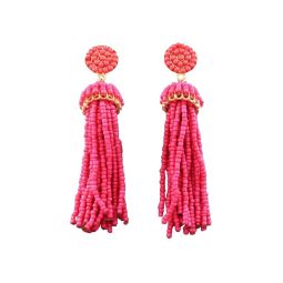 Bubblegum Pink Seed Bead Tassel Earrings