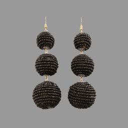 Black Seed Bead Bon Bon Earrings