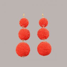 Orange Seed Bead Bon Bon Earrings