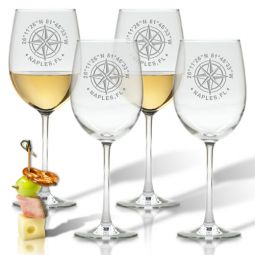 GPS Coordinates Wine Glasses Set of 4