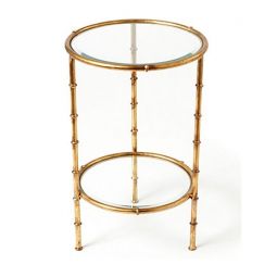 Antique Gold Bamboo Side Table