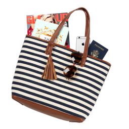 Chandler Stripe Tassel Tote