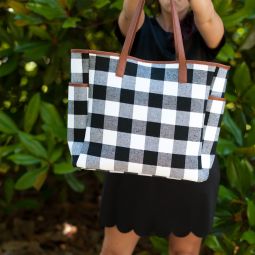 Black & White Buffalo Check Tote