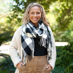 White & Black Buffalo Check Scarf