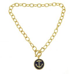 Navy Enamel Anchor Necklace