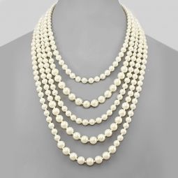 Kate 5 Strand Multi-Layer Pearl Necklace