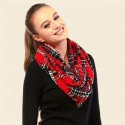 Red Plaid Infinity Scarf