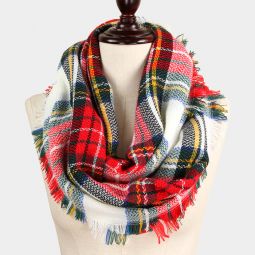 Red and Green Plaid Infinity Scarf