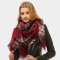 Burgundy Plaid Blanket Scarf