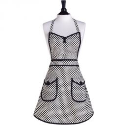 White & Black Deco Dot Audrey Apron by Jessie Steele