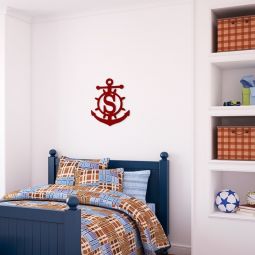 Single Initial Anchor Wood Monogram - Natural Wood