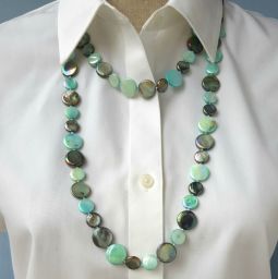 Aqua Mother of Pearl Necklace 50"