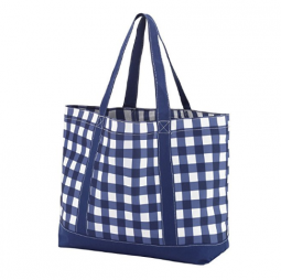 Blue Check Tote Bag