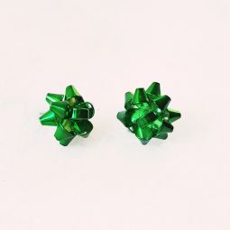 Green Present Bow Earrings