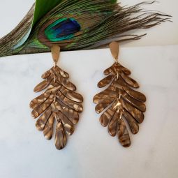 Ella Leaf Acrylic Earrings - Brown