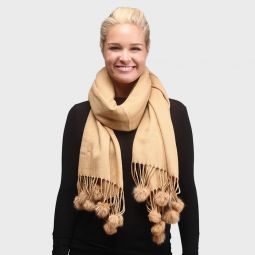 Camel Pom Pom Scarf