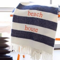 Navy Candy Stripe Throw