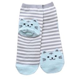 Cat Socks - Soft Blue & Gray