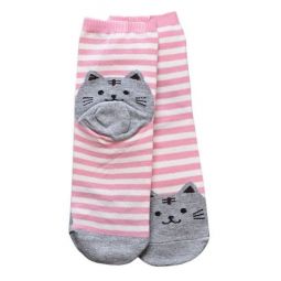 Cat Socks - Pink & Gray