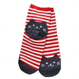 Cat Socks - Red & Gray