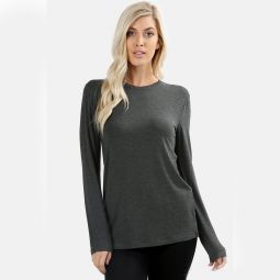 Emma Long Sleeve Round Neck Top - Charcoal