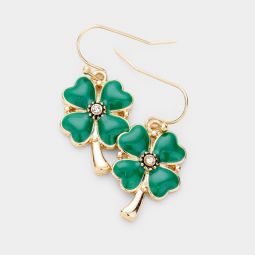 Enamel Clover Dangle Earrings