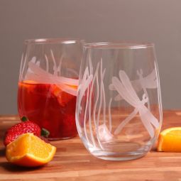 Dragonfly Stemless Wine Glasses Set of 4