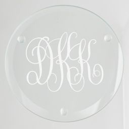 Set 4 Glass Script Monogram Coasters