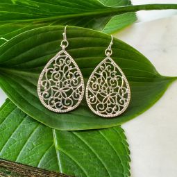 Teardrop Filigree Dangle Earrings