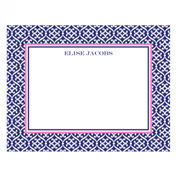 Navy Link & Pink Flat Note Card