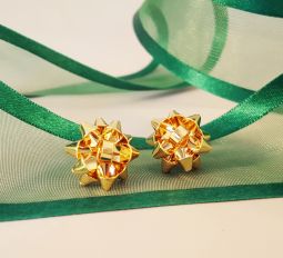 Gold Present Bow Stud Earrings