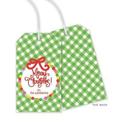 Green Check Merry Christmas Hanging Gift Tags