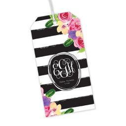 Black Stripe Floral Hanging Gift Tags