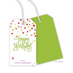 Happy Birthday Confetti Hanging Gift Tag