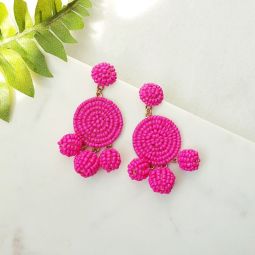 Pink Medallion Seed Bead Earrings