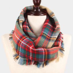 Khaki Plaid Infinity Scarf