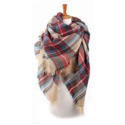 Khaki Plaid Blanket Scarf