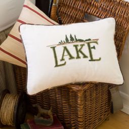 Embroidered Lake Pillow