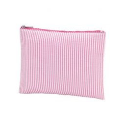 Pink Seersucker Zip Pouch