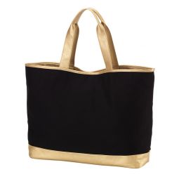 Black & Gold Cabana Tote